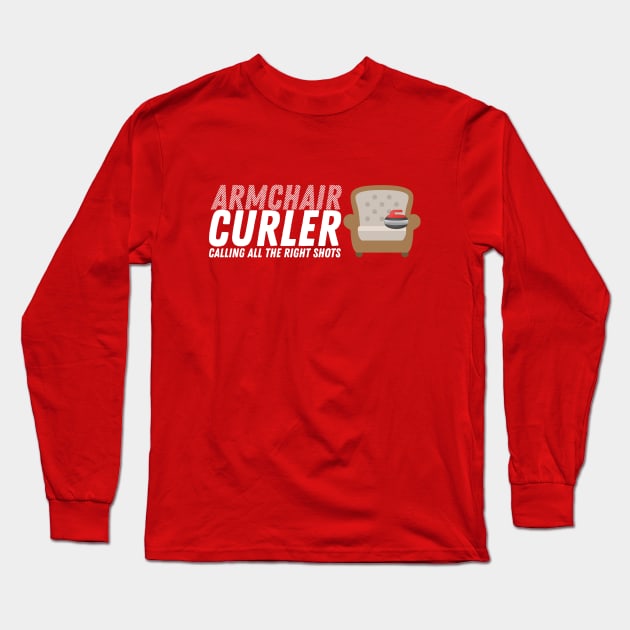 Curling - Armchair Curler - White Text Long Sleeve T-Shirt by itscurling